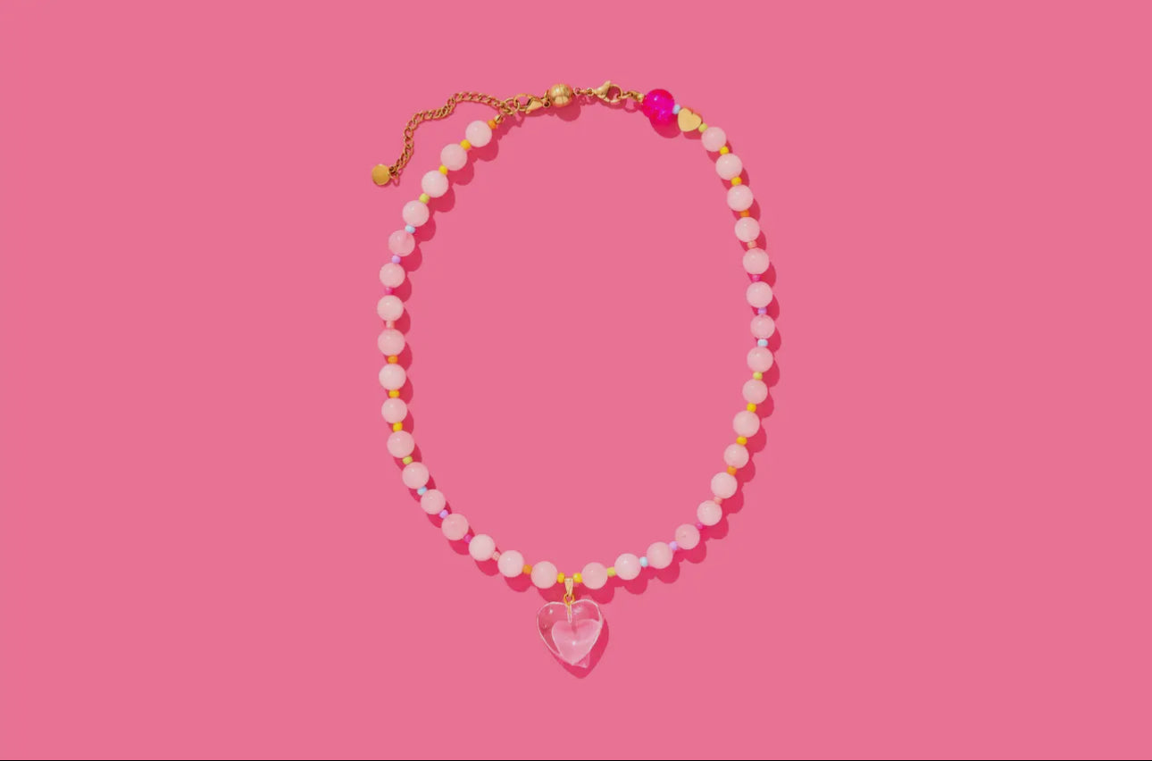 Multi Colored Beaded Necklace with Heart