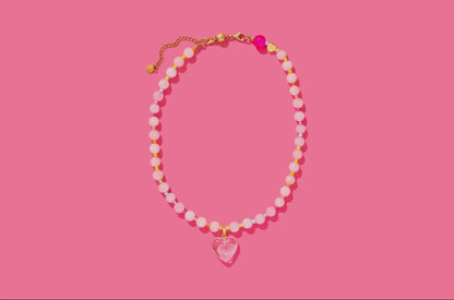 Multi Colored Beaded Necklace with Heart