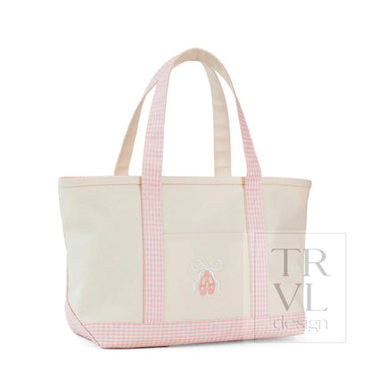 TRVL Medium Tote-Coated Canvas with Ballet Taffy Trim