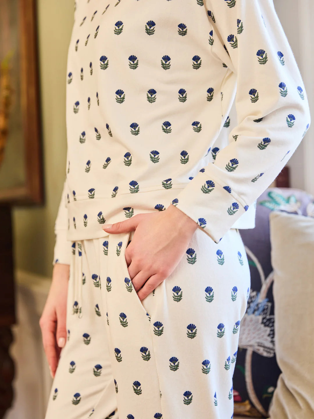 Sophie Jogger Pant Set-Floral Foulard Navy