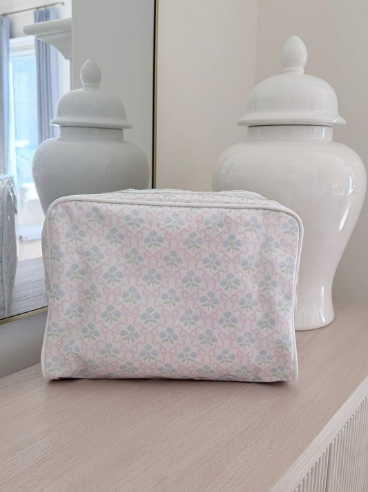 Hydrangea Bow Cosmetic Bag