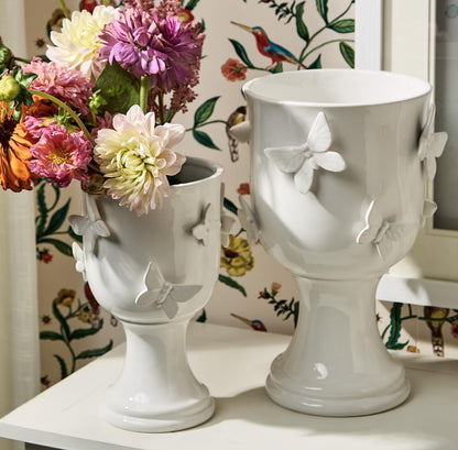 White Butterfly Pedestal Cachepot
