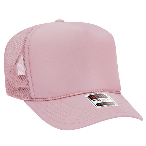 Soft Pink 5 Panel High Crown Mesh Back Trucker Hat