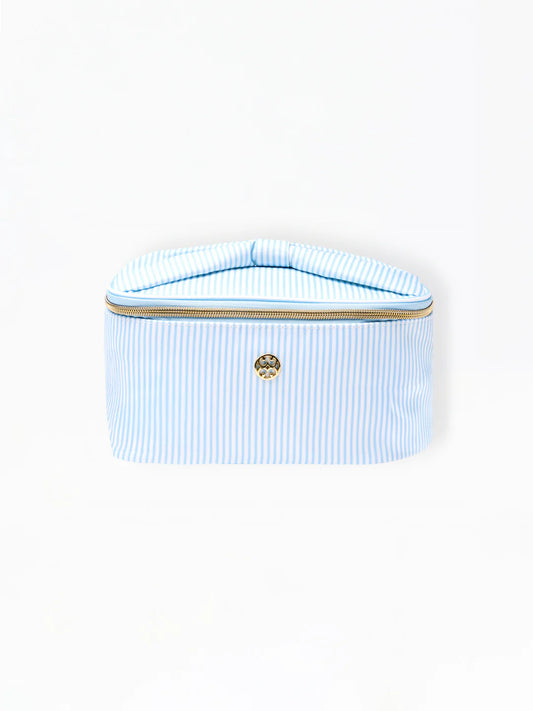 Kiss and Makeup Bag-Blue Stripe