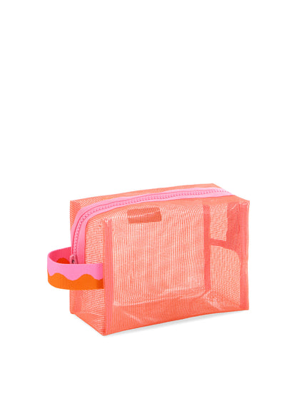 Camden Mesh Zip Pouch-pink and orange