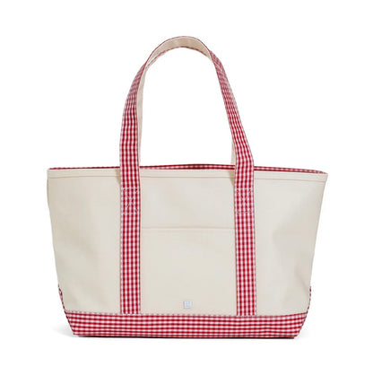 TRVL Medium Tote-Coated Canvas Red Gingham
