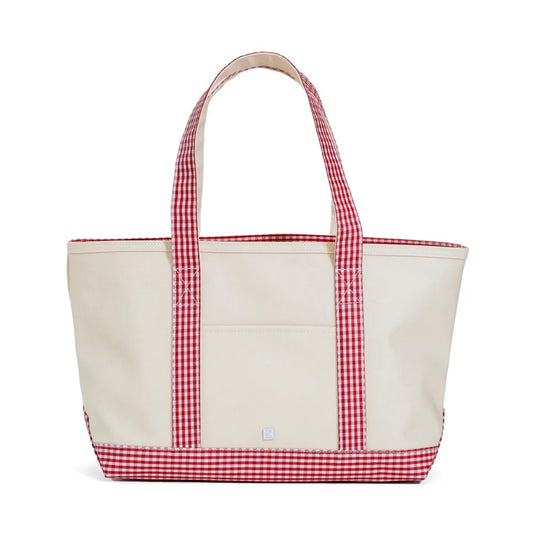 TRVL Medium Tote-Coated Canvas Red Gingham