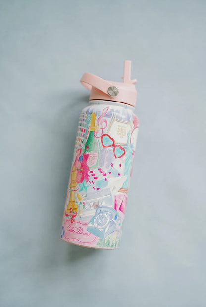 32oz Taylor Swift Insulated Water Bottle with Straw Lid