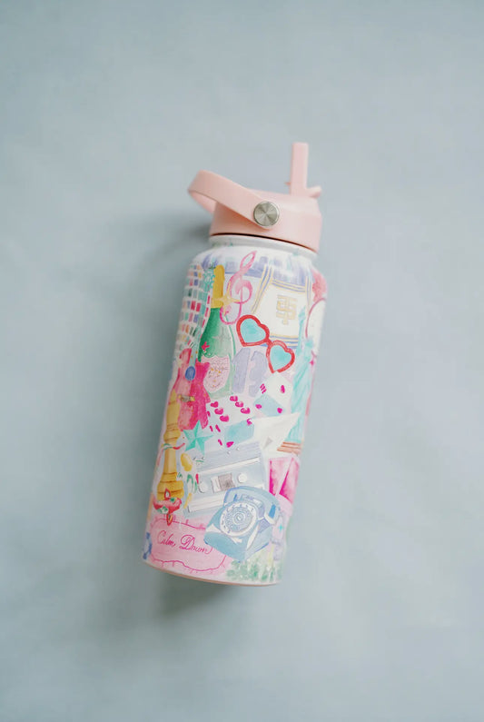 32oz Taylor Swift Insulated Water Bottle with Straw Lid