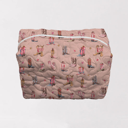 Thunderbird Boots Rose Quilted Large Makeup Bag