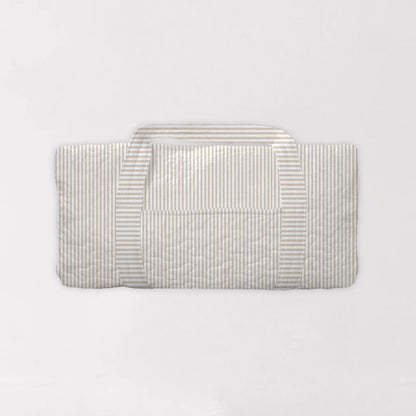 Ticking Stripe Brown Quilted Duffle Bag