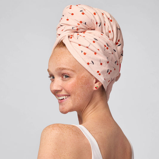 XL Hair Towel Wrap-Cherry print