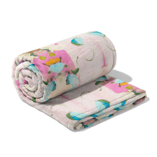 Monets Garden Pink Fleece Blanket