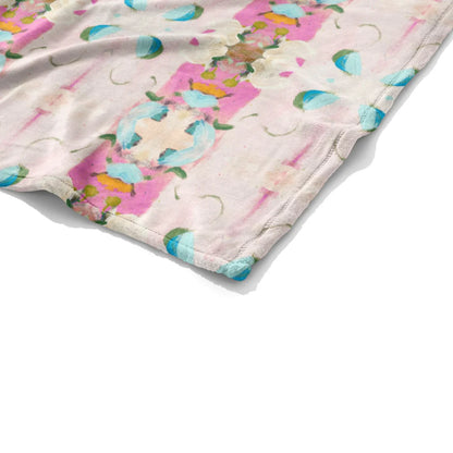 Monets Garden Pink Fleece Blanket