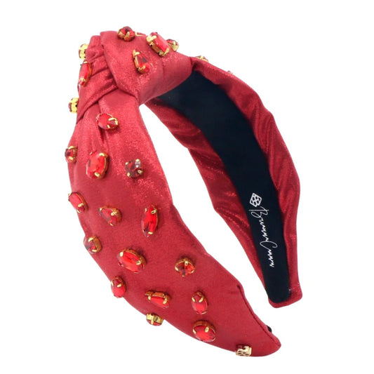 Shimmer Headband With Hand Sewn Crystals in Red