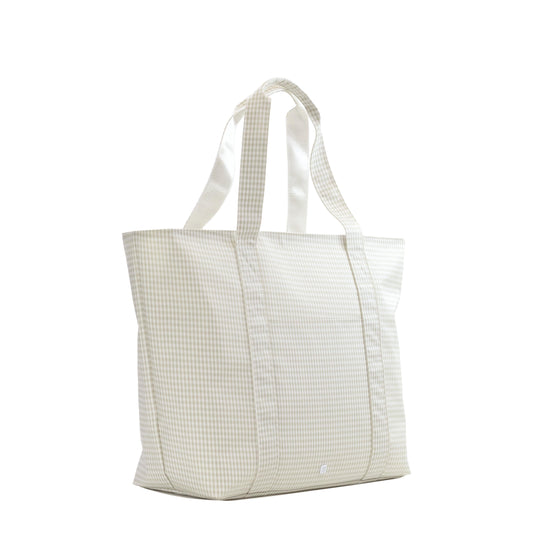 TRVL Jumbo Tote Gingham Pearl Grey