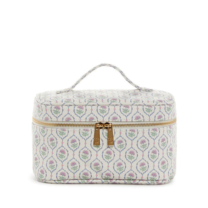 Trvl- Luxe Cosmetic Case ANTIBES with Navy Pinstripe Liner