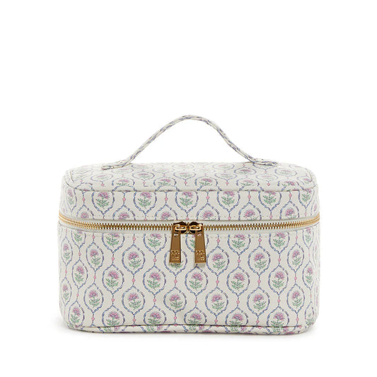 Trvl- Luxe Cosmetic Case ANTIBES with Navy Pinstripe Liner