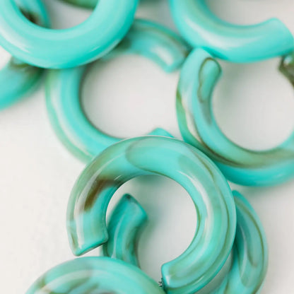 Turquoise Chunky Lucite Statement Hoop Earrings