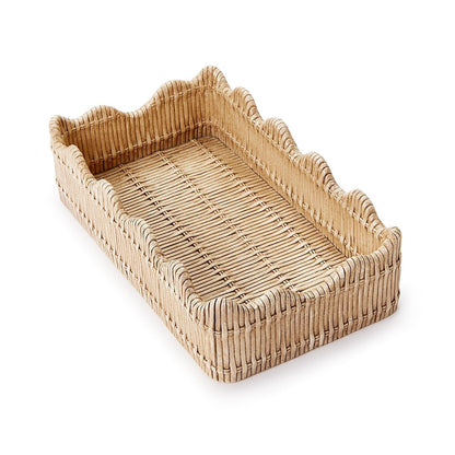 Scalloped Edge Guest Napkin Holder- Faux Wicker