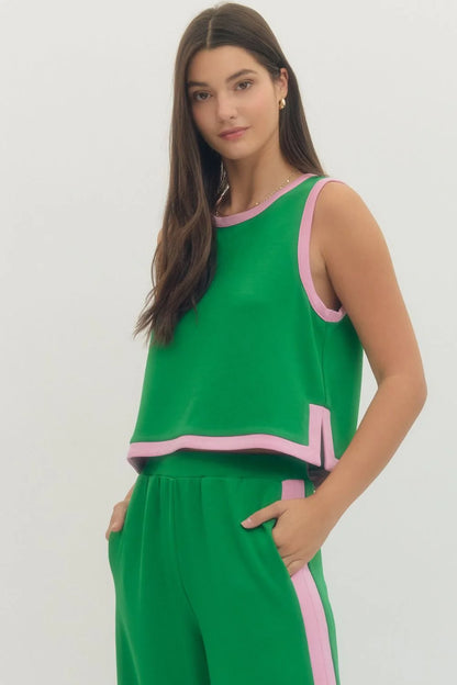 Green with pink trim set