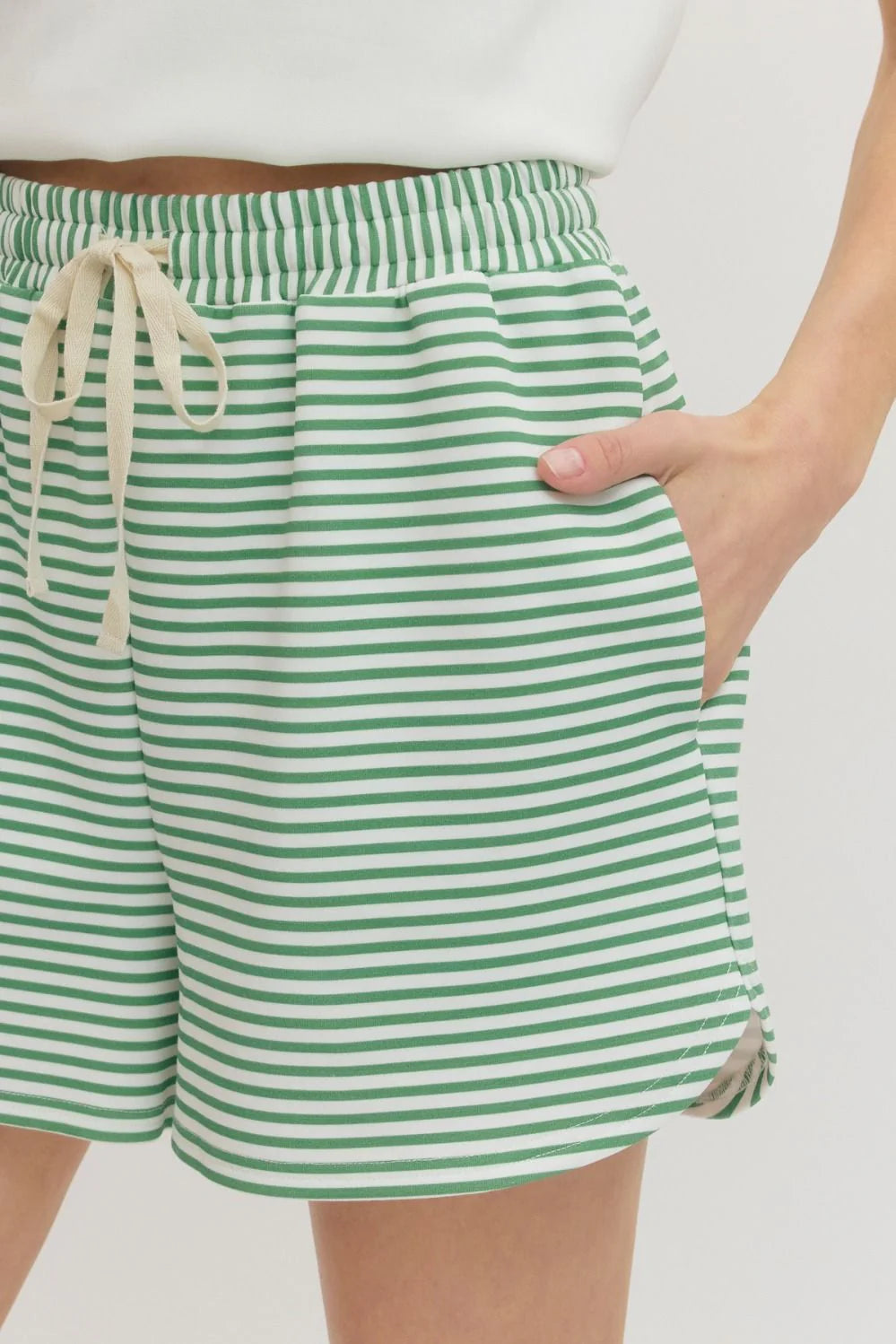 Green and White Striped Set