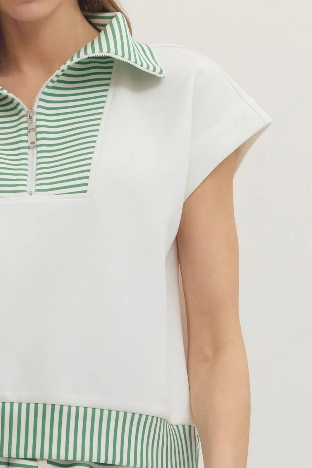 Green and White Striped Set