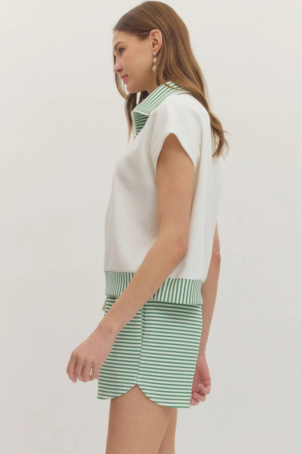 Green and White Striped Set