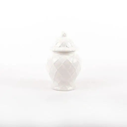 White Textured Ginger Jar-Small