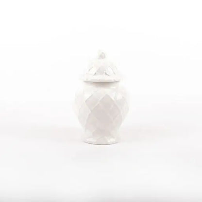 White Textured Ginger Jar-Small