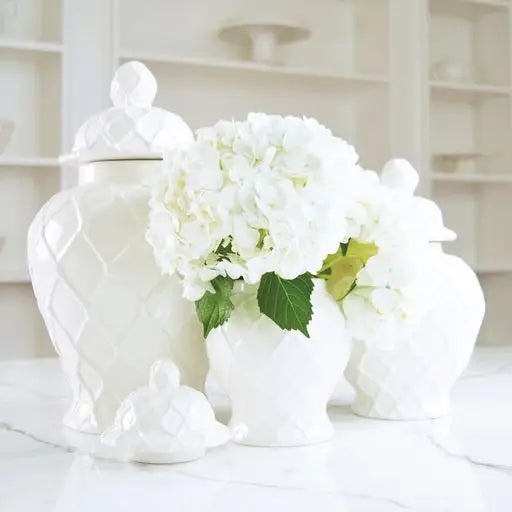White Textured Ginger Jar-Small