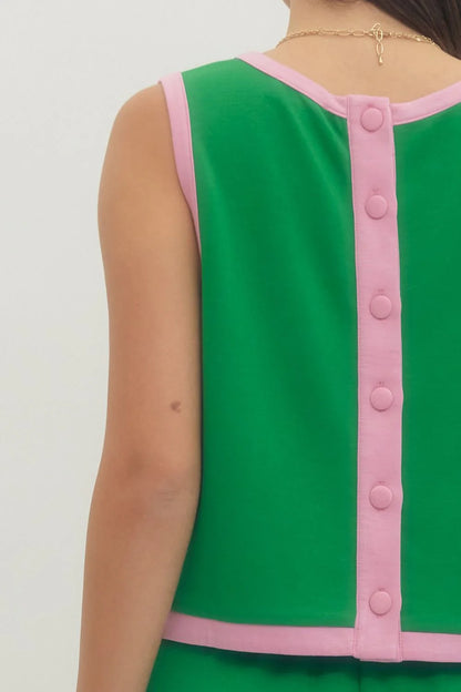 Green with pink trim set